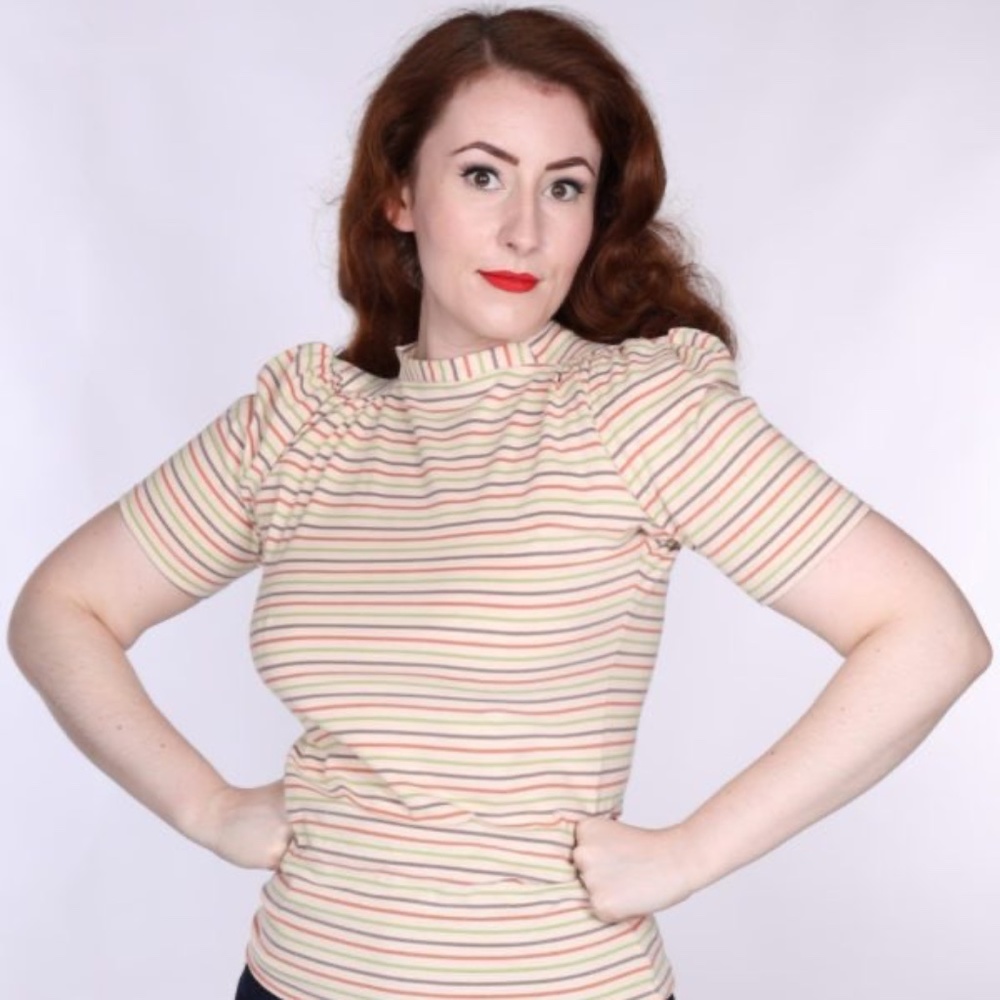 Freddies of Pinewood - Cream Multicolor Striped Short-Sleeve ‘Saddle’ Shirt